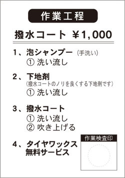 撥水コートの作業工程について